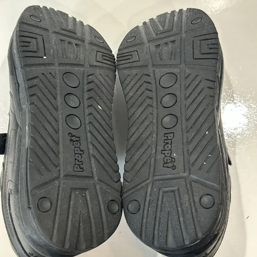 Propet Ped Walker Men 11 5E Wide Strap Orthotic Shoes Black Leather Sneakers
